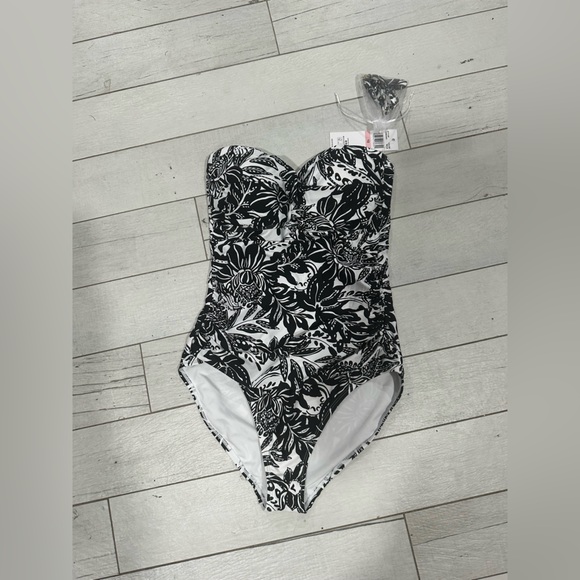 Anne Cole Black and White Floral Kids Bodysuit - Picture 1 of 6